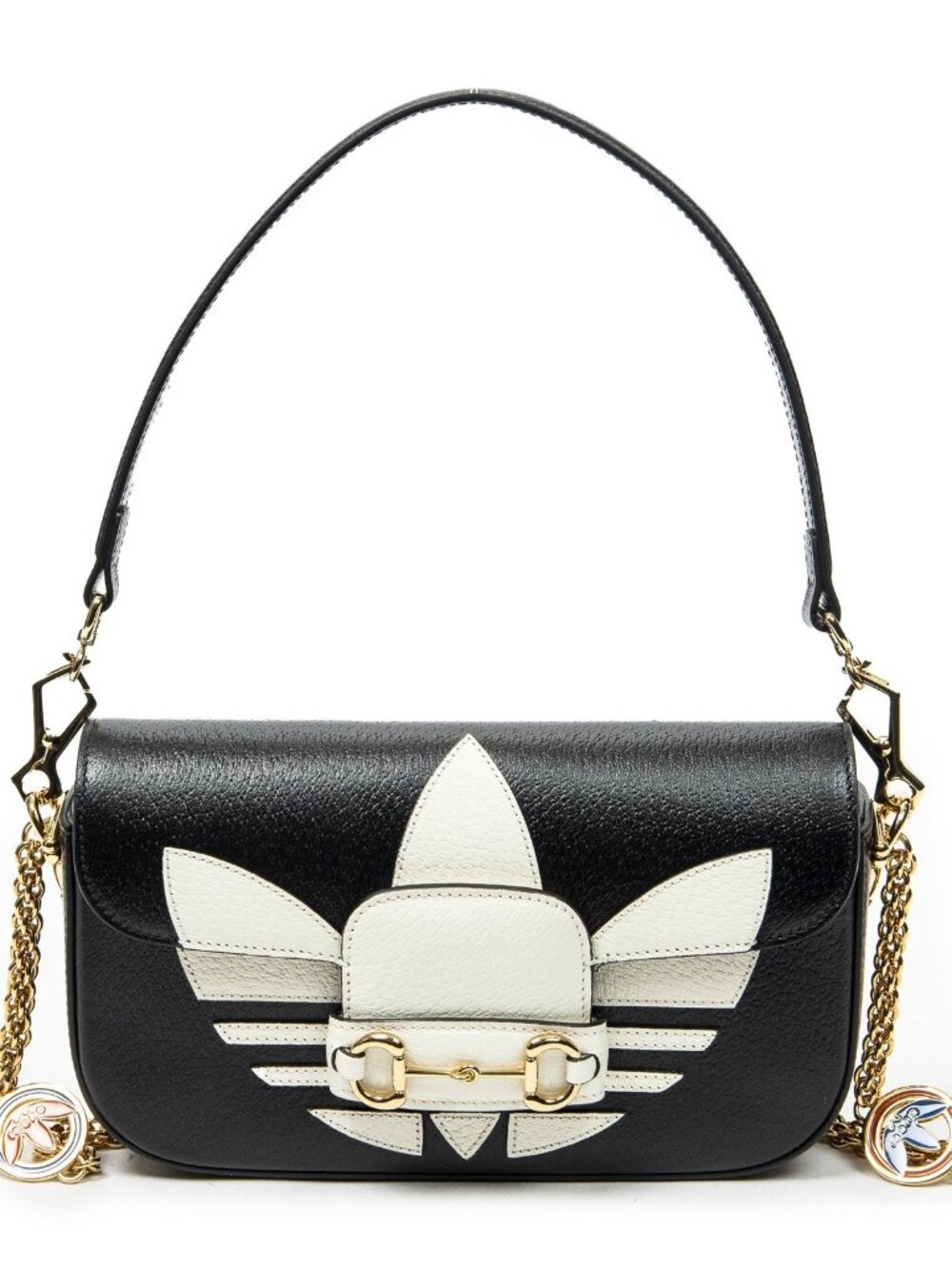 Gucci Small Horsebit Bag Black White Gray Calfskin Leather